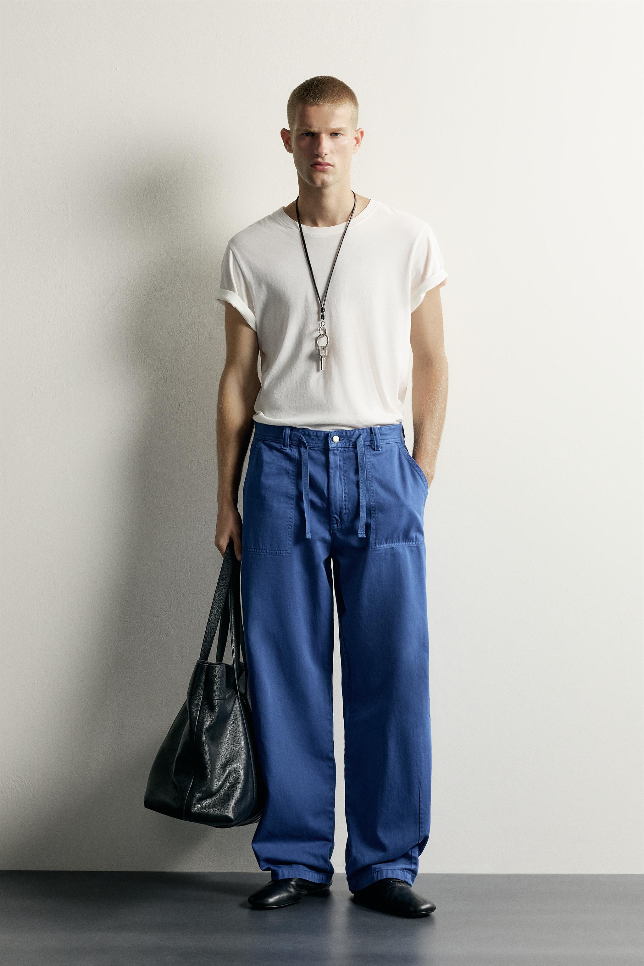 RELAXED STRAIGHT-FIT DRAWSTRING TROUSERS